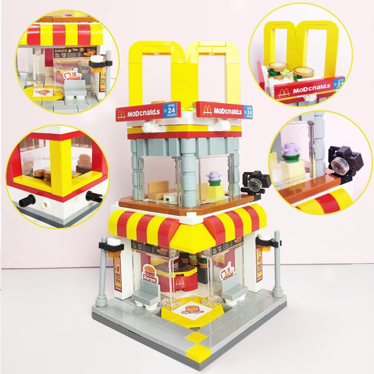 City Street Burger Shop DIY Building Set, 244 Pieces