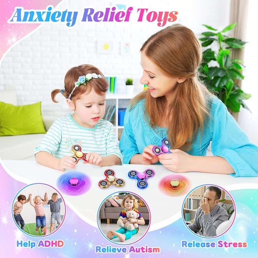 Fidget Spinner 2 Pack, Anxiety Fidget Spinners for Kids 8-12, Sensory Fidget Toys Stress Relief, Valentine Party Favors Birthday Gifts, Valentine Gifts for Kids Classroom Prizes