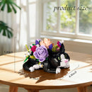 Tuxedo Cat Rose Bouquet Succulent Planter Building Blocks,Compatible with Lego Tuxedo Cat Flowers Pot,Creative Plants and Animals Decoration Rose Blocks Toys,Gifts for 18+ Girls, Women