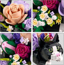 Tuxedo Cat Rose Bouquet Succulent Planter Building Blocks,Compatible with Lego Tuxedo Cat Flowers Pot,Creative Plants and Animals Decoration Rose Blocks Toys,Gifts for 18+ Girls, Women