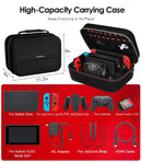 Carrying Storage Case for Nintendo Switch/For Switch OLED Model (2021),Portable Travel All Protective Hard Messenger Bag Soft Lining 18Games for Switch Console Pro Controller Accessories Black