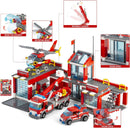 City Fire Station Building Kit, 774 Pcs Building Set Including Fire Station, Fire Truck, Fire Helicopter,Fire Fighter, City Building Blocks STEM Toys Gift for Boys 6-10 Years Old.