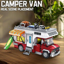Camping Van Construction Toy 924 Pieces Building Block Set with Picnic Table Grill & Fire Scene Gift for Kids Teens & Vehicle Fans