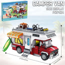 Camping Van Construction Toy 924 Pieces Building Block Set with Picnic Table Grill & Fire Scene Gift for Kids Teens & Vehicle Fans