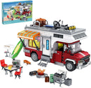Camping Van Construction Toy 924 Pieces Building Block Set with Picnic Table Grill & Fire Scene Gift for Kids Teens & Vehicle Fans