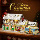 Christmas House Village Building Blocks Set with Light, Snow Cabin and Camper Holiday Scene Model Kit, Winter Vacation Building Toy Gift for Adults, 2098pcs
