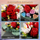 Sea Turtle Rose Bouquet Succulent Planter Building Set, Compatible with Lego Flowers Plants Pot, Creative Plants and Animals Home Decoration Blocks Toy, Gifts for 6+ Girls, Women (588PCS)