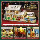 Christmas House Village Building Blocks Set with Light, Snow Cabin and Camper Holiday Scene Model Kit, Winter Vacation Building Toy Gift for Adults, 2098pcs
